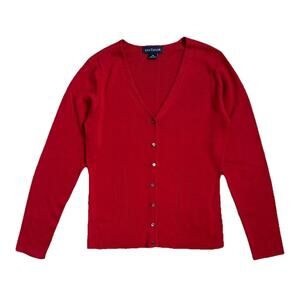 Ann Taylor Women’s Red 100% Silk Button Up Cardigan Sweater Size XS